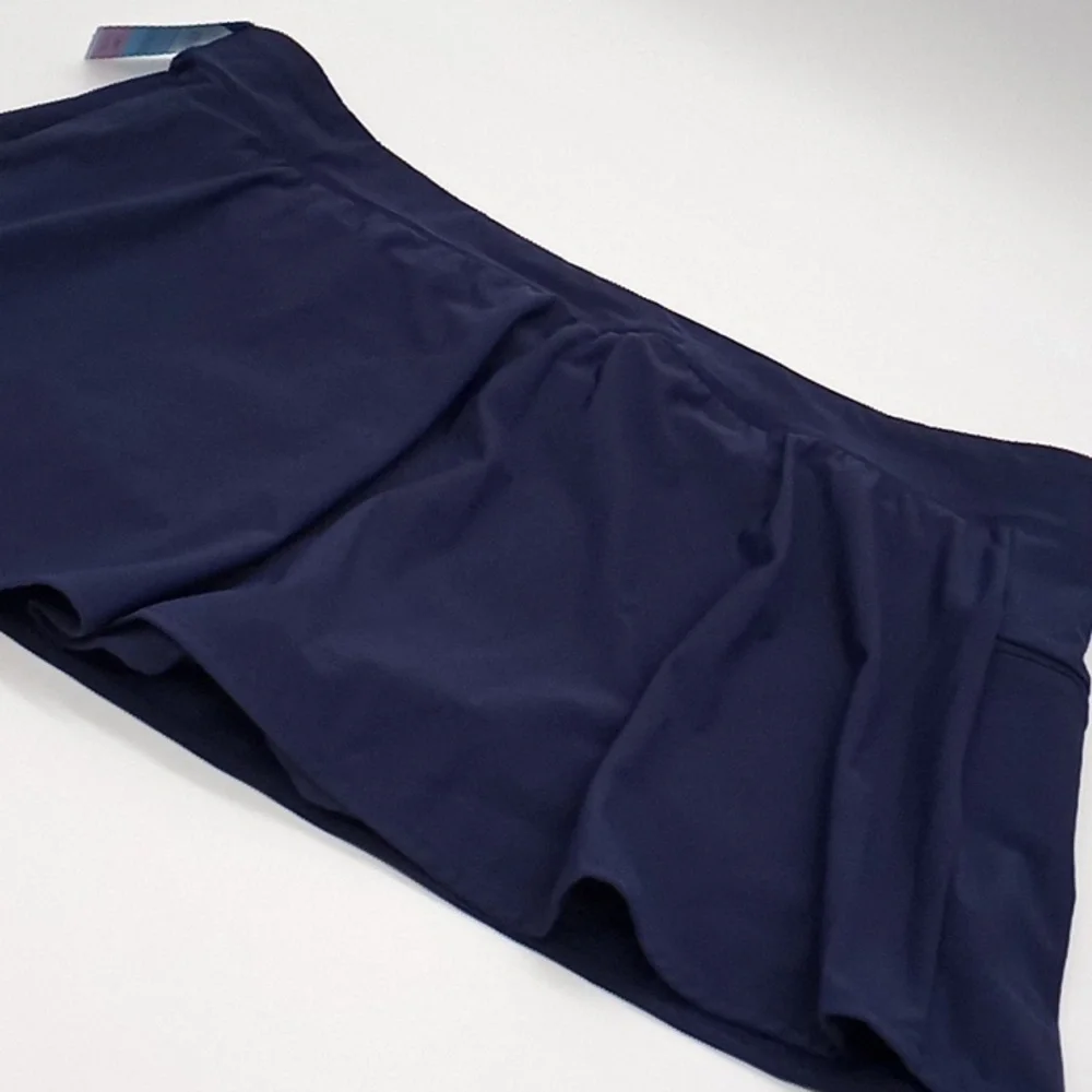 Swim Solutions Plus Size Zippered Pocket Swim Skort Navy Blue 20W